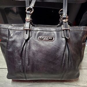 Coach Black Leather Tote Bag